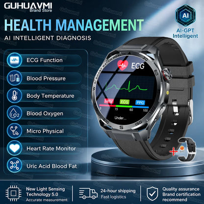 2026 New AI Health Care Accurate Detection ECG Smart Watch Blood Pressure lipids Uric Acid Analysis Bluetooth Call Smart Watches