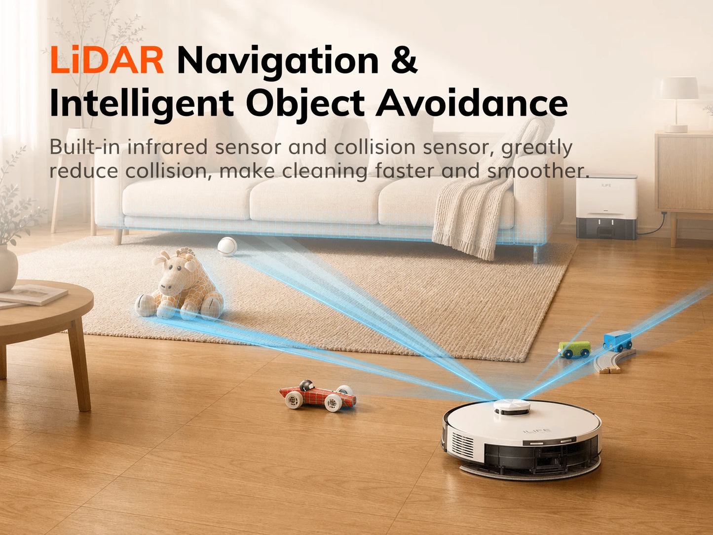 ILIFE A30 Pro Robot Vacuum Cleaner with Automatic Self-Emptying Station, 5000Pa Strong Suction, LDS Navigation, 180min Runtime, 2-in-1 Mop and Sweep, APP Control,  HomeFloor Carpet Clean