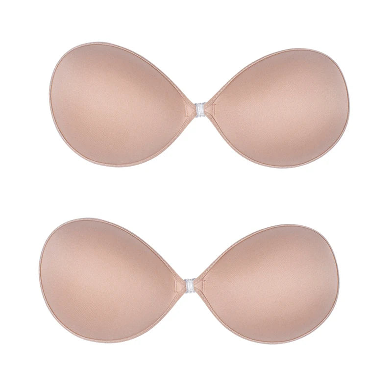 1/2Pcs Sexy Women Invisible Push Up Bras Reusable Adhesive Self-Adhesive Silicone Front Closure Sticky Bra Black Skin Strapless