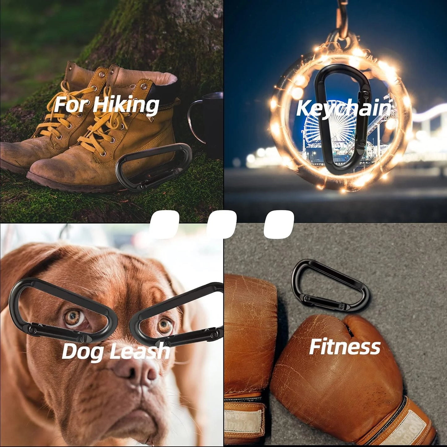 Aluminum Alloy Carabiner D Ring Outdoor Clip Hook 2.3" Spring Snap Clip for Camping Hiking Backpack Keychain Dog Leash DIY Gear