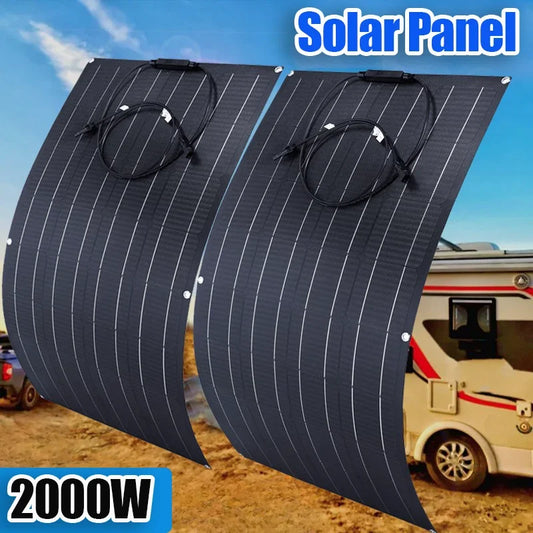 Semi-Flexibel ETFE Solpanel 500W–2000W – Lättviktig 18V/36V för Husbil Båt Camping Tak, 1–4 Paneler