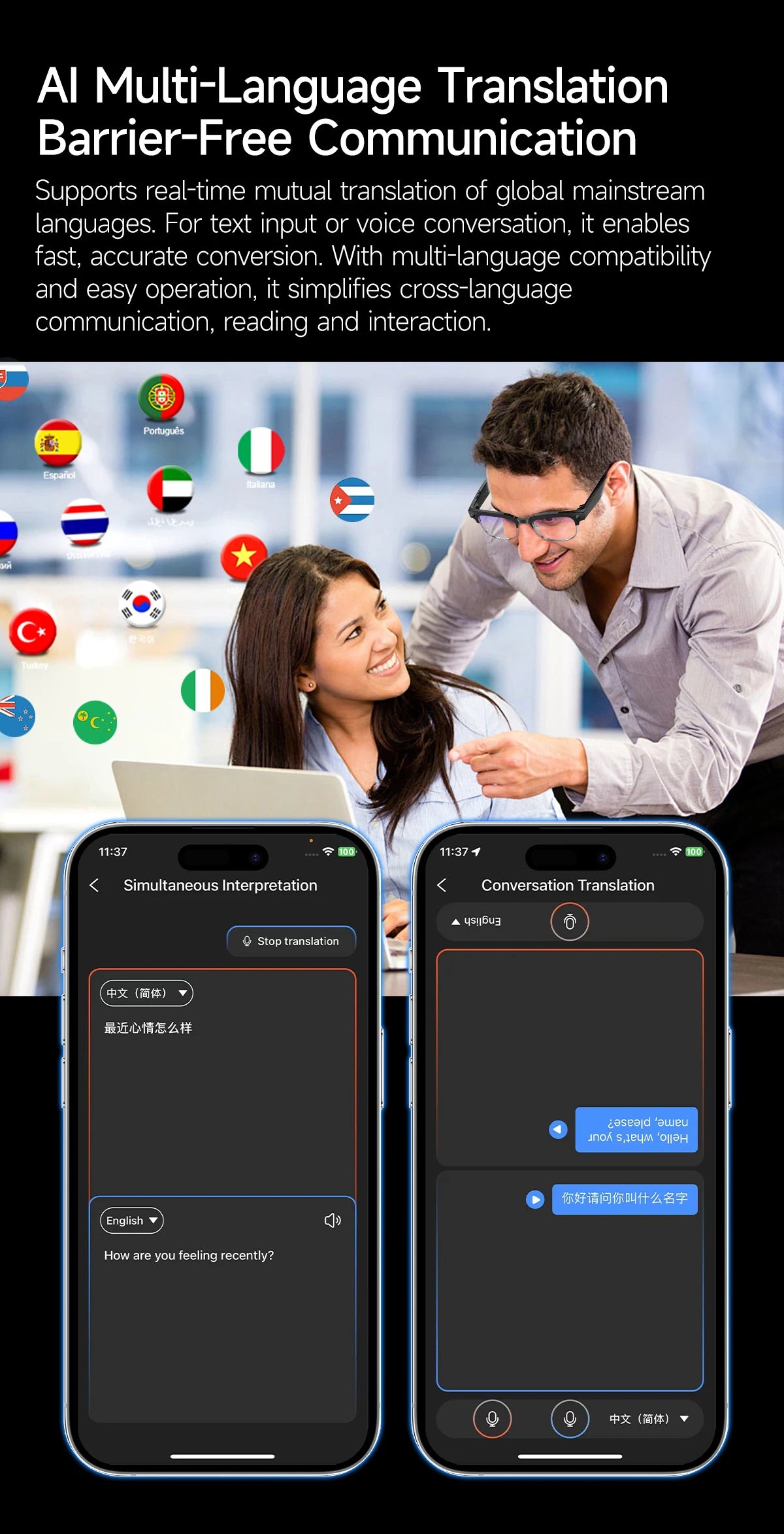 2026 New 4K HD 800W Camera Smart AI Glasses Video Photo Recognition AI Translation Chat GPT Hands-Free Calling Smart Sunglasses