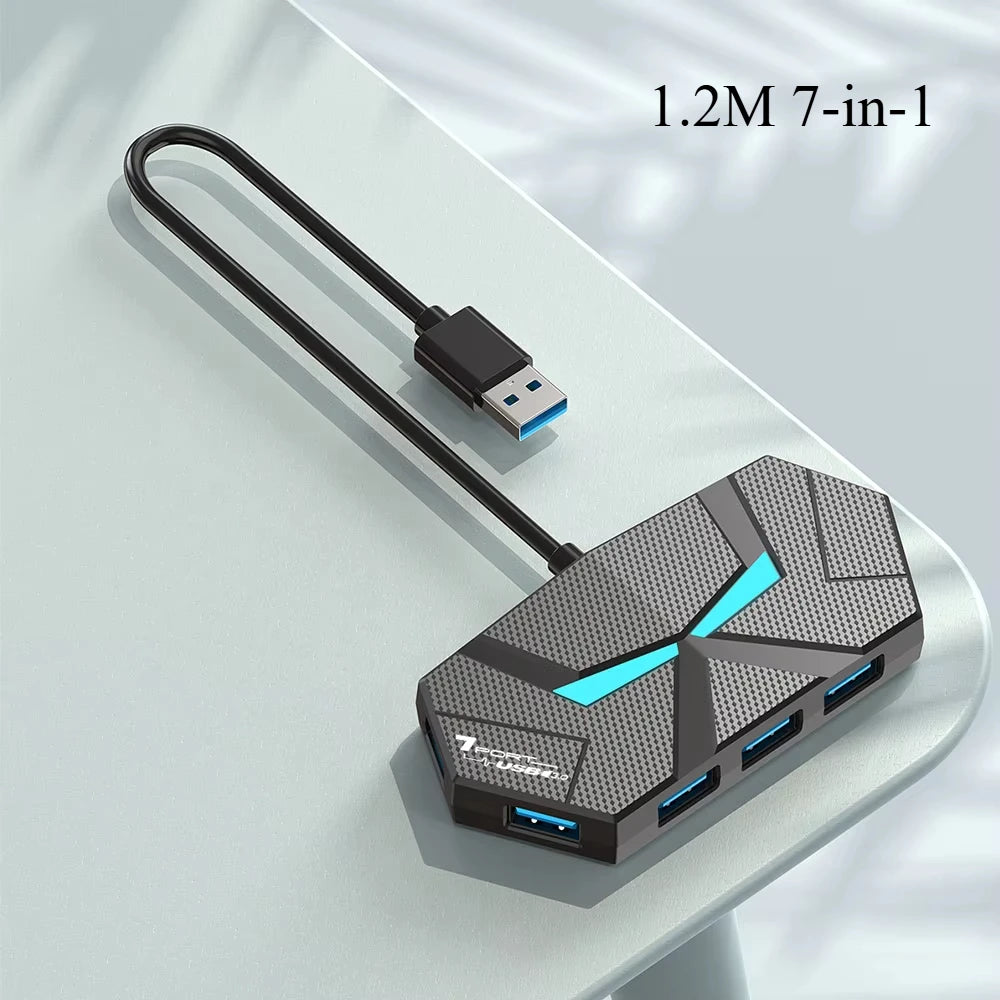 USB 3.0-hubb med 4 eller 7 portar – 0,6 eller 1,2 m