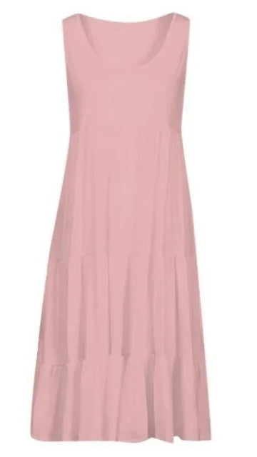 Plus Size Women Causual O Neck Sleeveless Ruffles Mini Dress Boho Solid Beach Sundress Oversized Loose Dress 2025 Summer