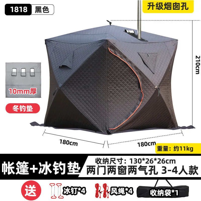 Steam sauna tent winter fishing  outdoor warm snow fishing house winter chimney mouth ice fishing tent