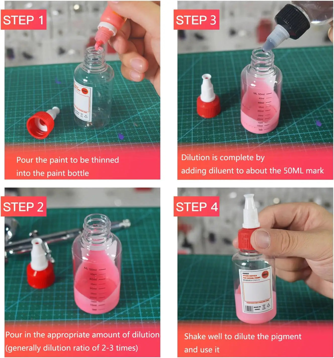 Joystar 6x 50ml Plastic Boston Squeeze Bottles,Empty Dispensing Bottles with Twist Top Cap,for Liquids, Inks, Oils and Crafts