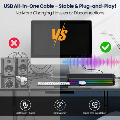 Wired Bluetooth Computer Speaker Soundbar Stereo RGB USB One Line Game Subwoofer For Laptop Notebook PC Music Player Loudspeaker