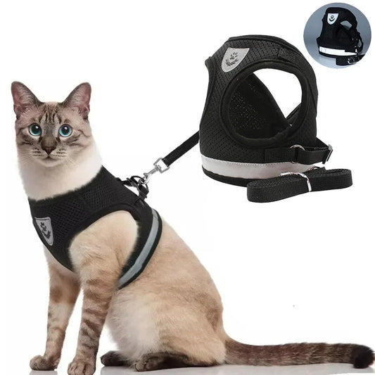 Sele- & Koppelset för Katt & Liten Hund – Justerbart, Reflekterande & Rymningssäkert