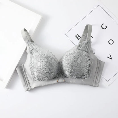Push Up Bra for Women Sexy Floral Lace Bralette Wireless Soft Seamless Brassiere Cotton Comfortable Gathered Female Lingerie