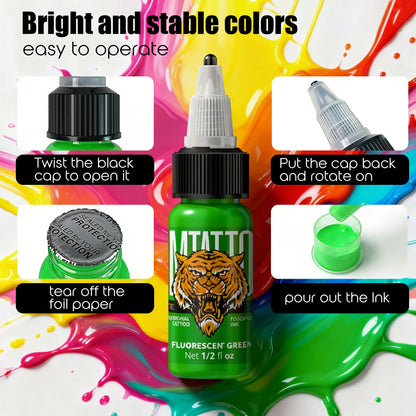 DM Fluorescent Tattoo Ink 15ml 1/8PCS Color Professional Beauty Paints Natural Plant Extract Pigment Body Painting Tattoo Ink