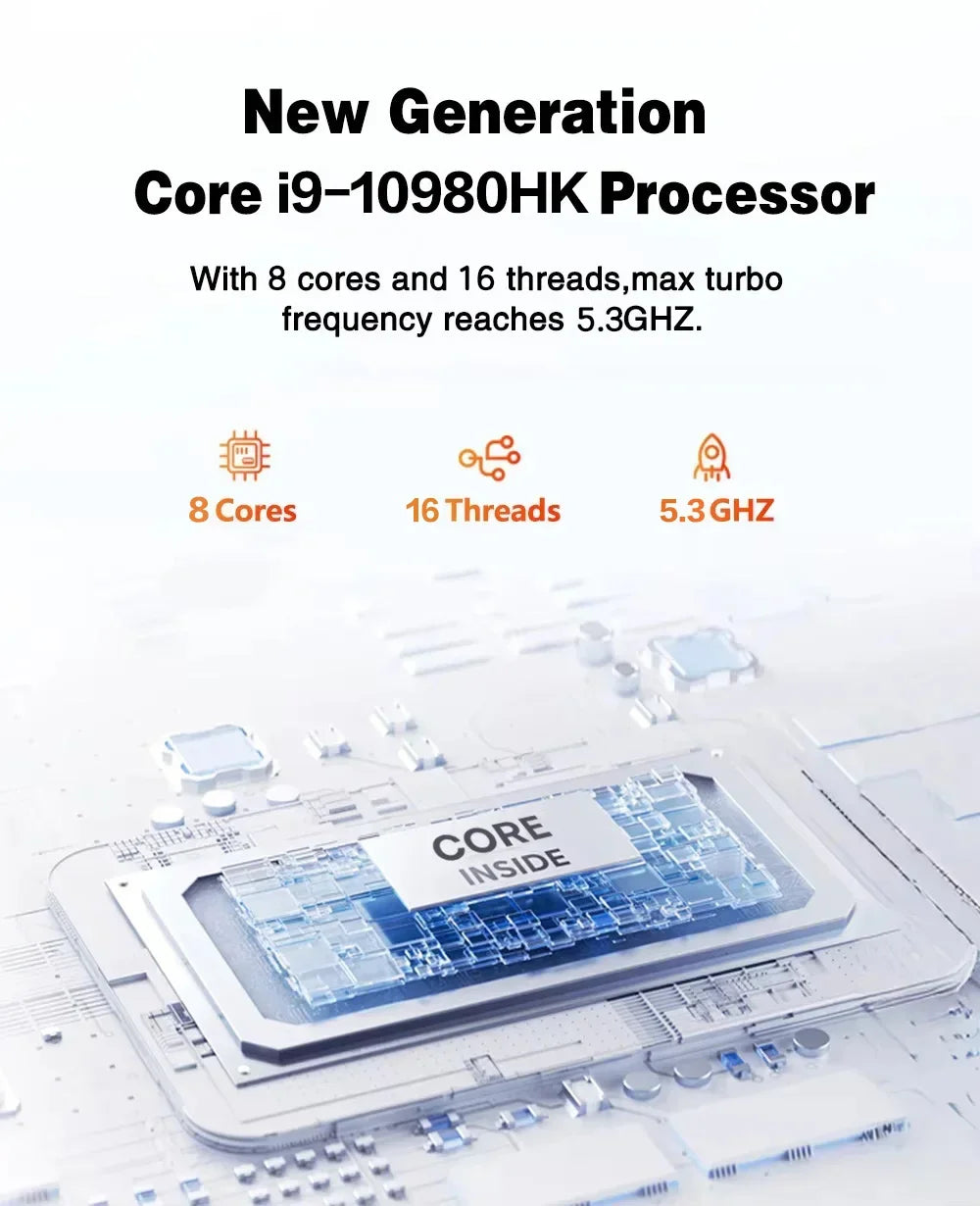 Kompakt Gaming Notebook Intel Core i9-10980HK 16/32GB RAM Upp till 2TB SSD – Win 11 Pro Triple 4K WiFi 6 BT5.2 Dubbel LAN Hemmakontor