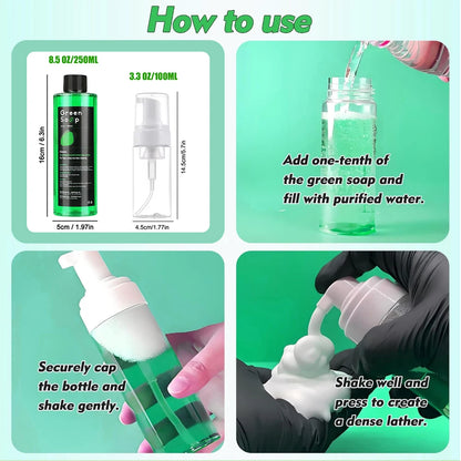 30/250/500ML Tattoo Green Soap High Concentration Original Liquid Cleaning Liquid Foam Rich Tattoo Cleaning Products