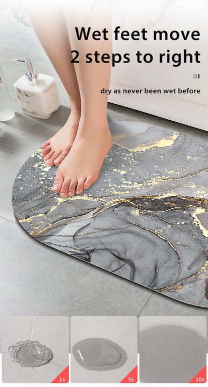 VIKAMA Premium Diatomaceous Earth Bathroom Mat - Absorbent Quick-Dry Anti-Slip Foot Rug for Shower Area Home Decor