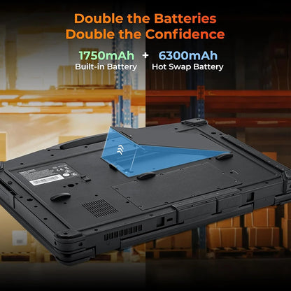 15.6" Rugged Laptop Windows 11 Pro Intel i5-1135G7 Heavy Duty Laptop Wi-Fi 6 4G LTE Rugged Computer 6300+1750mAh Dual Battery