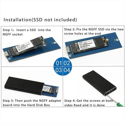 M.2 SSD Case M.2 HDD Enclosure Case Hard Drive Box B&M Keys External Hard Drive Box USB C Interface Support SATA & NGFF Protocol
