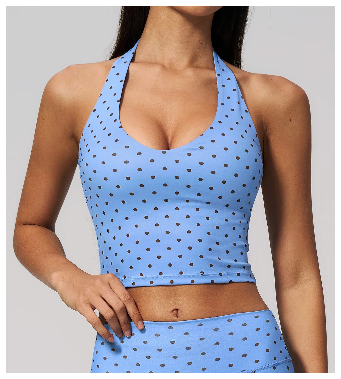 Yoga Bra Women Sports Underwear Fitness Crop Top Polka Dot Yoga Vest Deep V Backless Sports Vest Female Workout Shockproof Tops