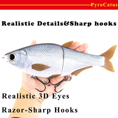 PyroCatus Big Game Glide Shad Baits 23cm/140g Sinking Hard Body Baits Soft Tail Fishing Lures Jointed Swimbait Tackle