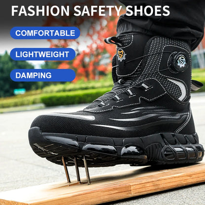 2026 High-Top Rotating Buckle Safety Shoes for Men and Women, Labor Protection Shoes, Protective Shoes, Work Shoes, Shock-Resist