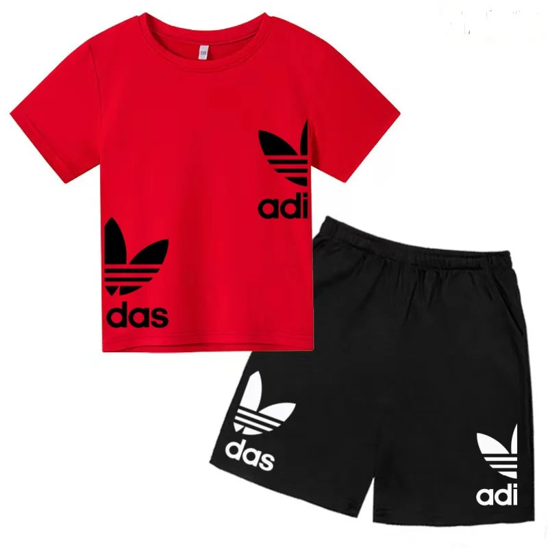 New Children Letter-Print Summer T-shirt Boy Girl Toddler3-12Years Short-Sleeved+Shorts Charming Casual Fashion Sports Brand Set