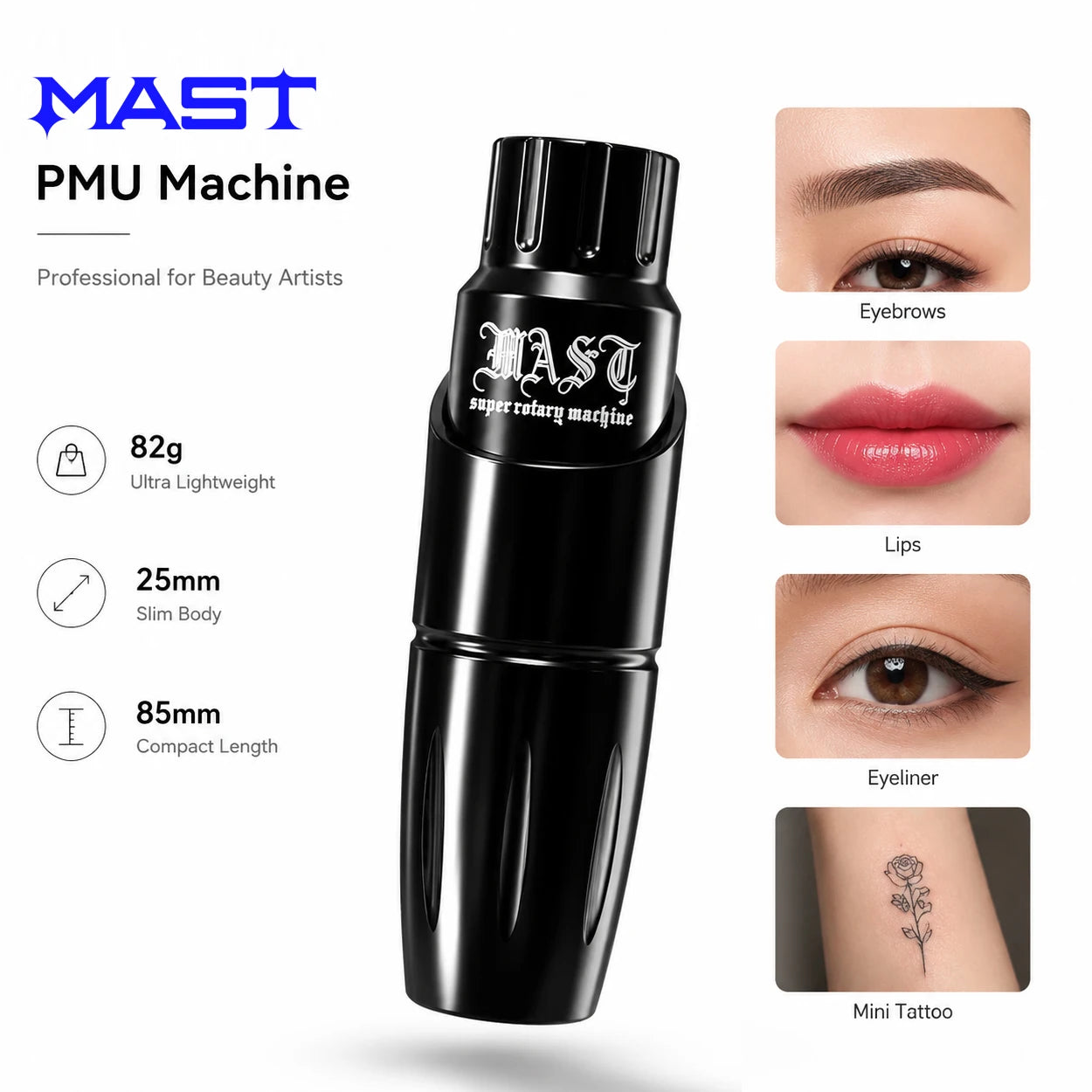 Mast Tour Tattoo Machine Full Kit Permanent Makeup Pen Lightweight Design for Eyebrow & Lip Art Makeup with MAST Pro Cartridge