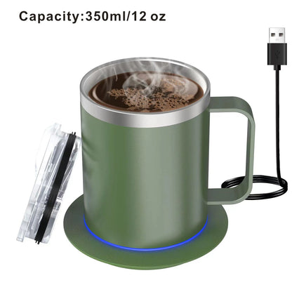 Self Heating Coffee Mug USB Powered Heated Cup with Temperature Control 131℉ Electric Coffee Mug Warmer for Desk Heated Mug