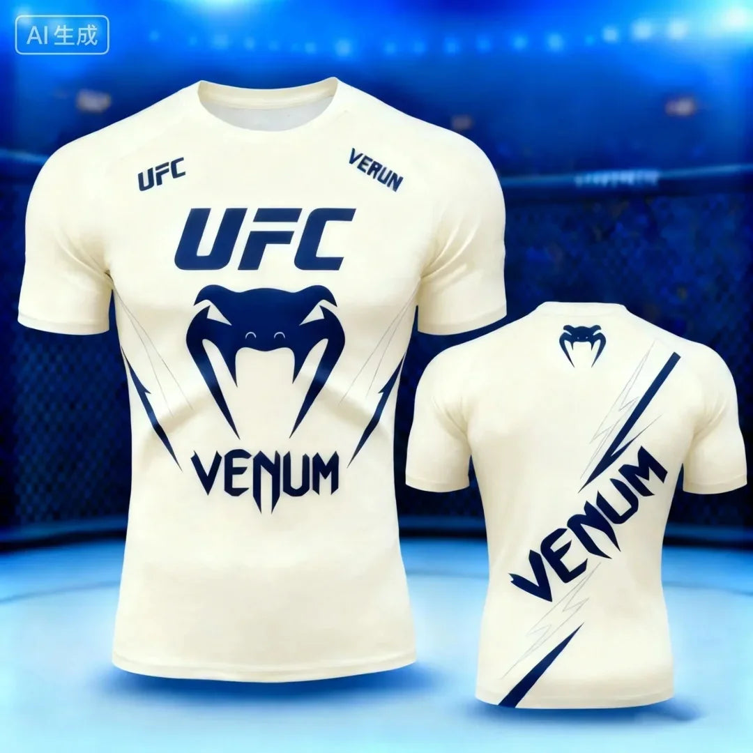 Men's T-shirt Fashion Quick Drying Casual Breathable O-neck Short Sleeve Tops Hot Summer Selling UFC Boxing Fighting Competition