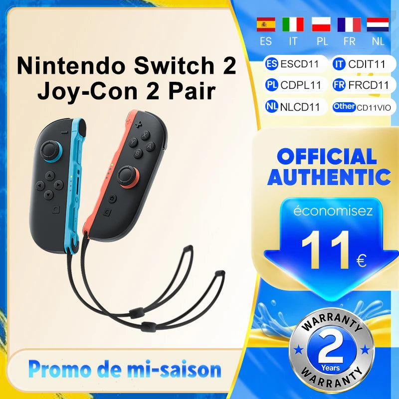 Nintendo Switch 2 Joy-Con 2 – Ljusblå/Ljusröd med Magnetanslutning & Musmod