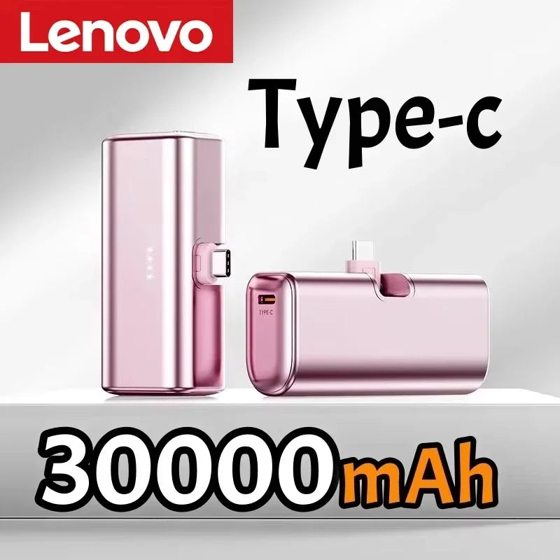 Lenovo 500000mAh Mini Power Bank 225W Fast Charging USB C Portable Charger for iPhone 16 15 Android Phones and Travel Use