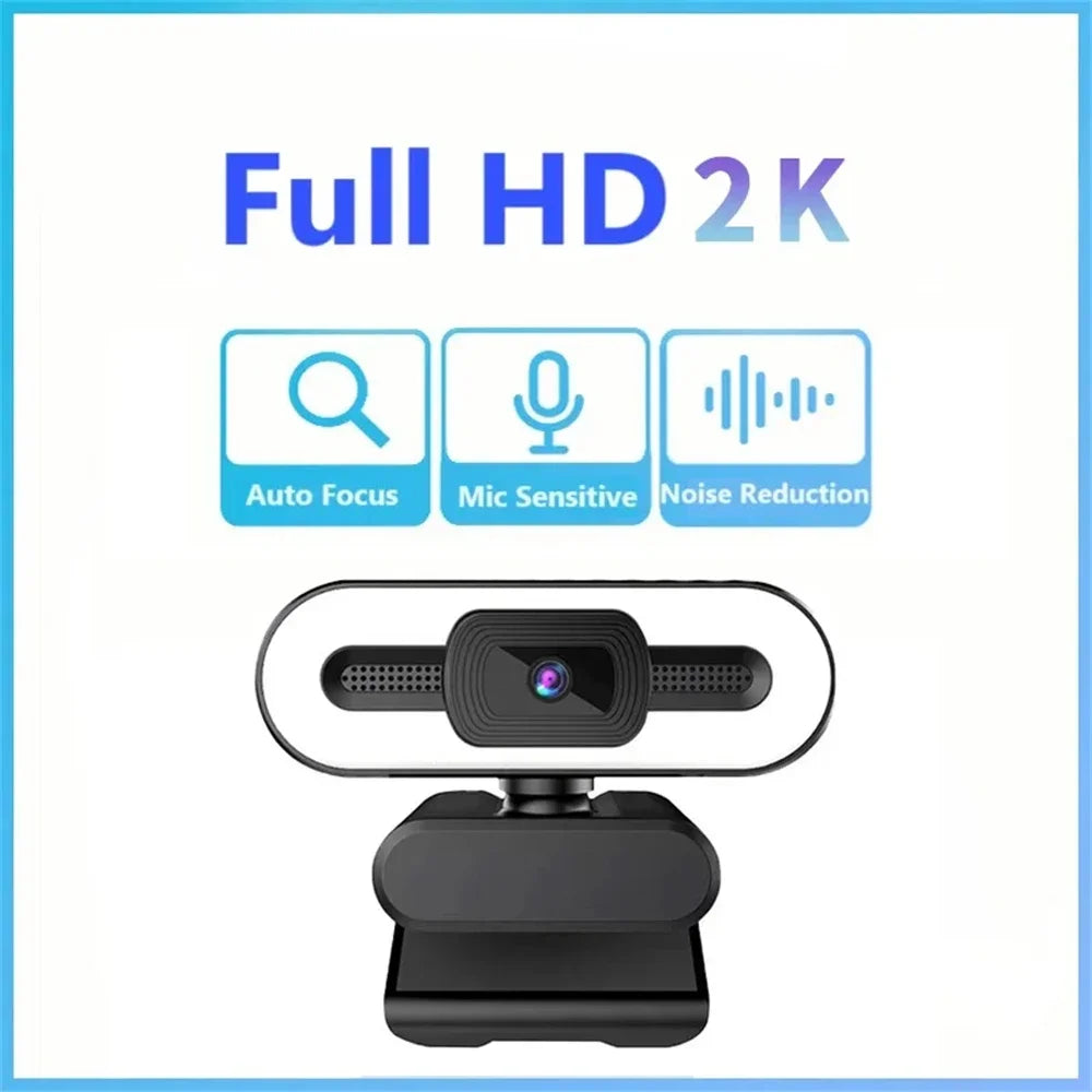 USB-webbkamera med mikrofon och utfyllnadsljus – 2K/4K-val