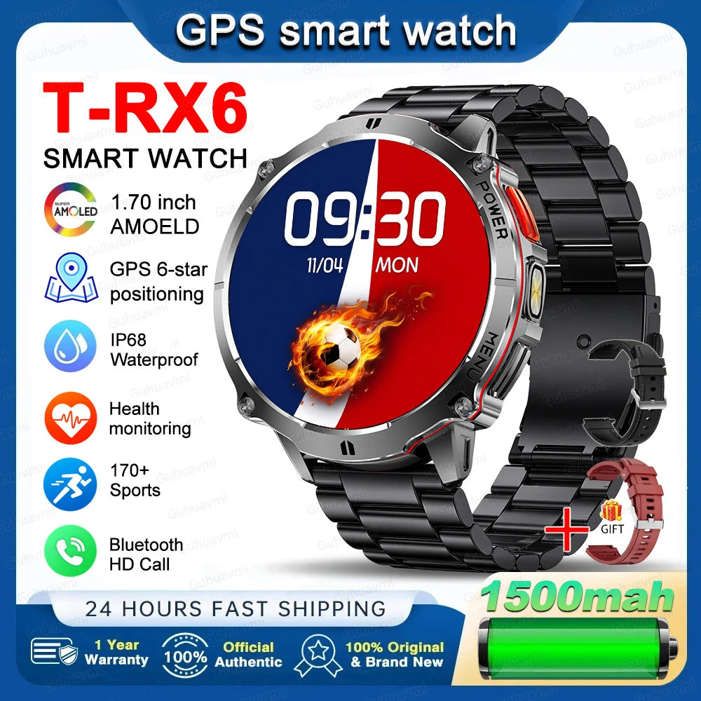 New T-RX6 Ultra Outdoor Sports Smart Watch GPS Compass  Barometer IP68 Waterproof Call Blood Oxygen Military Smartwatch For Men