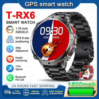 New T-RX6 Ultra Outdoor Sports Smart Watch GPS Compass  Barometer IP68 Waterproof Call Blood Oxygen Military Smartwatch For Men