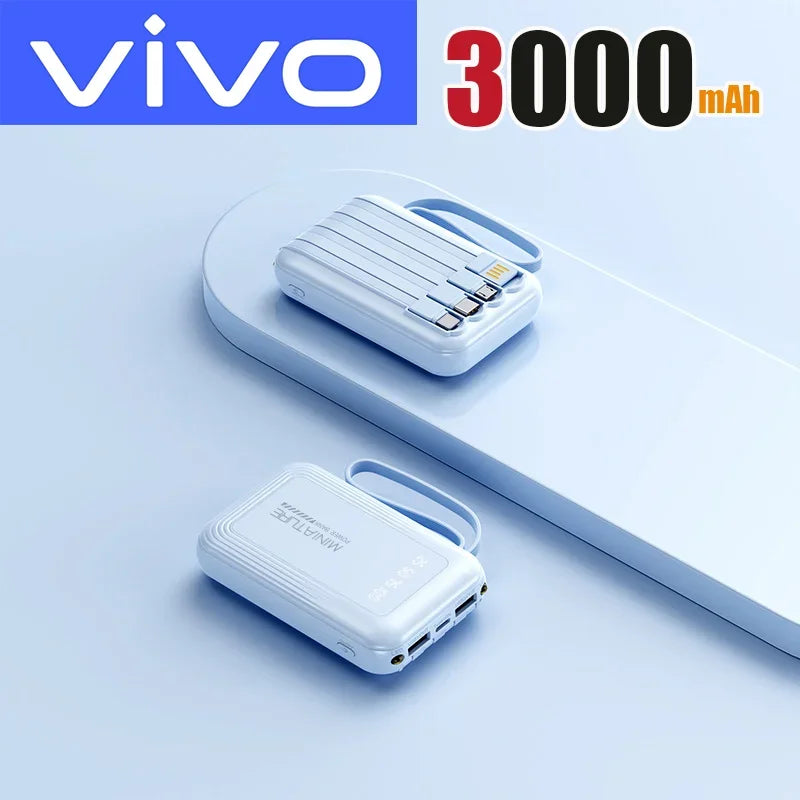 VIVO New 50000mAh Capacity Power Bank Fast Charging Mini 4 Cables Portable External Battery Type C For iPhone Samsung Android