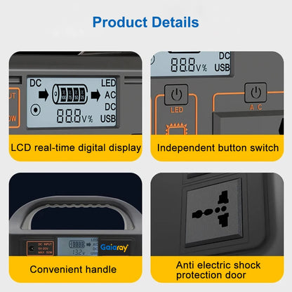Gaiaray 100W All-in-one Power Station AC 220V Solar Generator   76.8Wh LiFePO4 Battery Emergency Portable Power Plant LED Light UPS Backup Power Bank For Outdoor Camping Travel Fishing Tool
