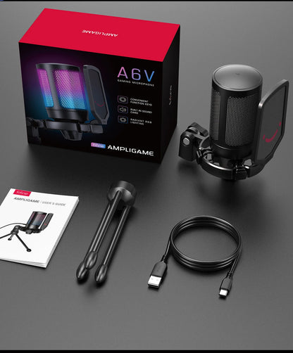 FIFINE USB Gaming Microphone,Condenser MIC with RGB,for PC PS4 PS5 MAC,Suit for Podcasters/Gamers/Influencers/Home Studio