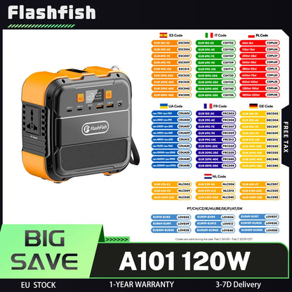 Flashfish A101 120W 98Wh 26400mAh Portable Power Station Backup Solar Generator for Outdoor Travel Camping Home SOS Flashlight