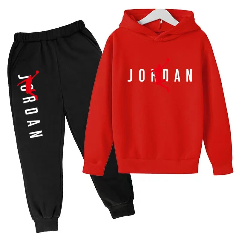 Kids Hoodie Basketball Letters Pullover 3-12Yrs Coat Sweatshirt+Pants Boy Girl Toddler Jogging Clothes Leisure Fashion Brand Set