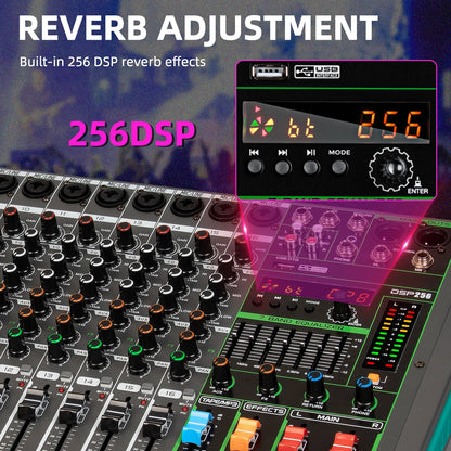 Depusheng MG16 16-kanals ljudmixer med USB och Bluetooth