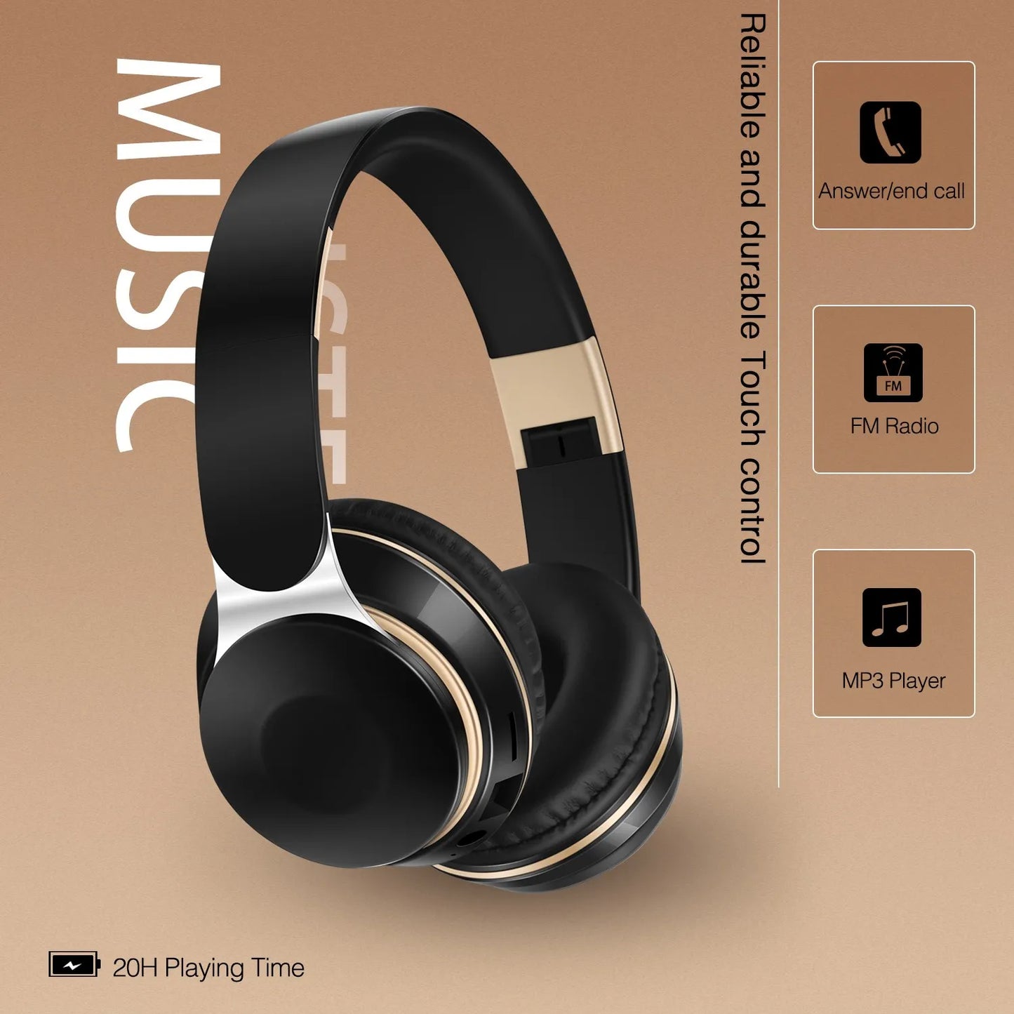 2026 Wireless Bluetooth Headphones Stereo Headband Headset with SD Card Support And Mic for iPhone Samsung Tablet