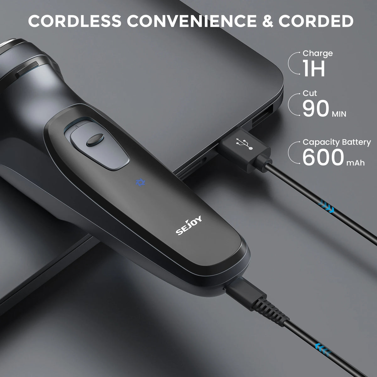 Sejoy elektrisk rakapparat med trimmer och USB-C-laddning