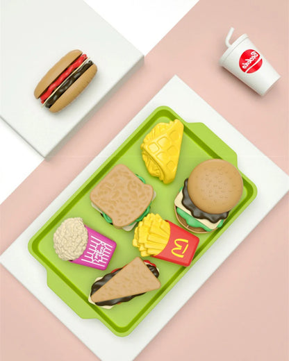 Låtsasmat för barn – hamburger- och pommes-set i 9 delar
