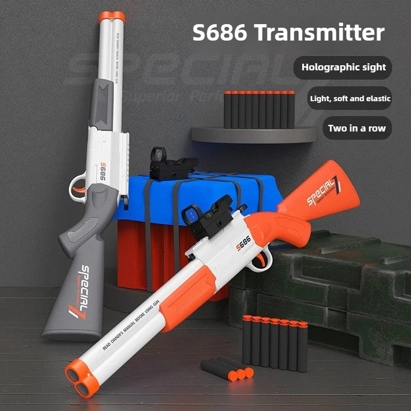Dubbelpipigt Airsoftgevär S686 Leksaksvapen med Mjuka Skott