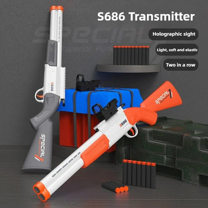 Dubbelpipigt Airsoftgevär S686 Leksaksvapen med Mjuka Skott