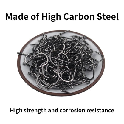 50PCS Single Circle Offset Fishing Hooks – High Carbon Steel Barbed for Carp Fly Fishing & Sea Tackle