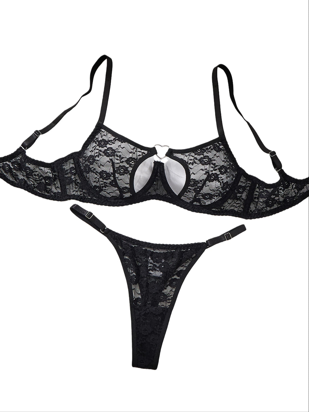 Elegant BH- och trosset med hjärtspänne