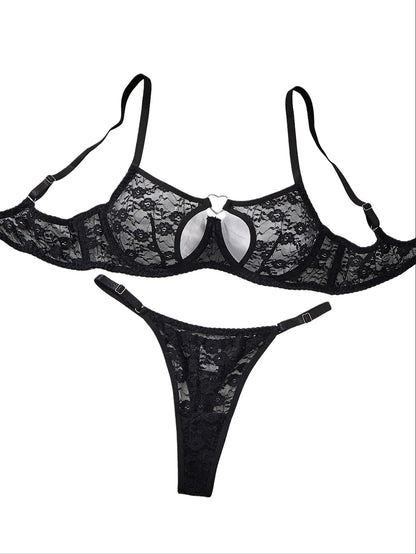Elegant BH- och trosset med hjärtspänne