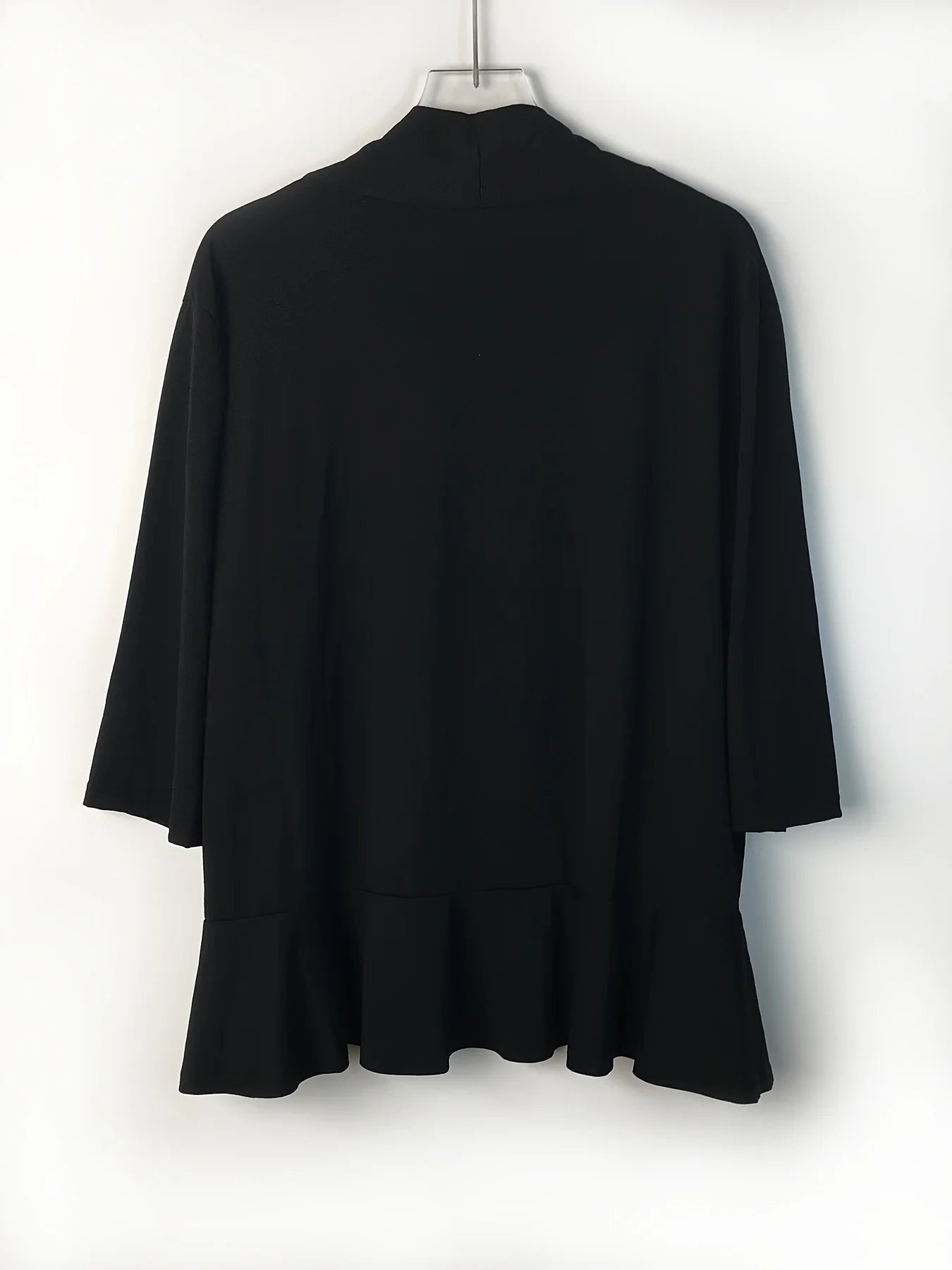 Dam Plus Size Kofta V-ringning – Lös Plissé Volangkant 3/4-ärm Casual Vår/Sommar/Höst, 3 Färger 1XL–5XL