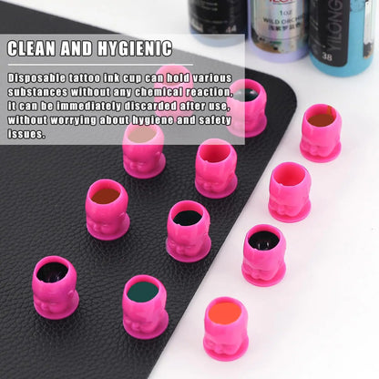 50/100/200pcs Plastic Disposable Tattoo Ink Cups With Base Pigment Clear Holder Container Cap Tattoo Accessory Permanent Makeup