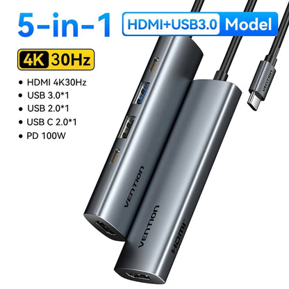 Vention USB C HUB 4K 60Hz Type C to HDMI RJ45 Ethernet PD 100W SD TF for MacBook PC iPad Sumsang PC Tablet Phone USB 3.0 Hub