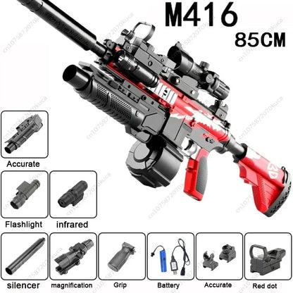 M416 elektrisk vattenpistol för utomhuslek, röd eller silver