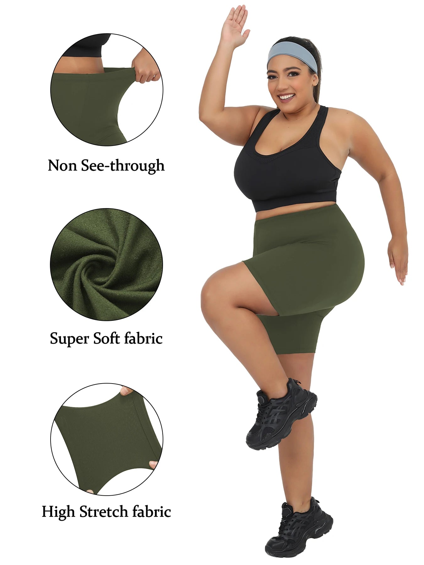 Plus Size Women Athletic Shorts Super Soft Biker No See Through Workout Yoga Running Home Casual